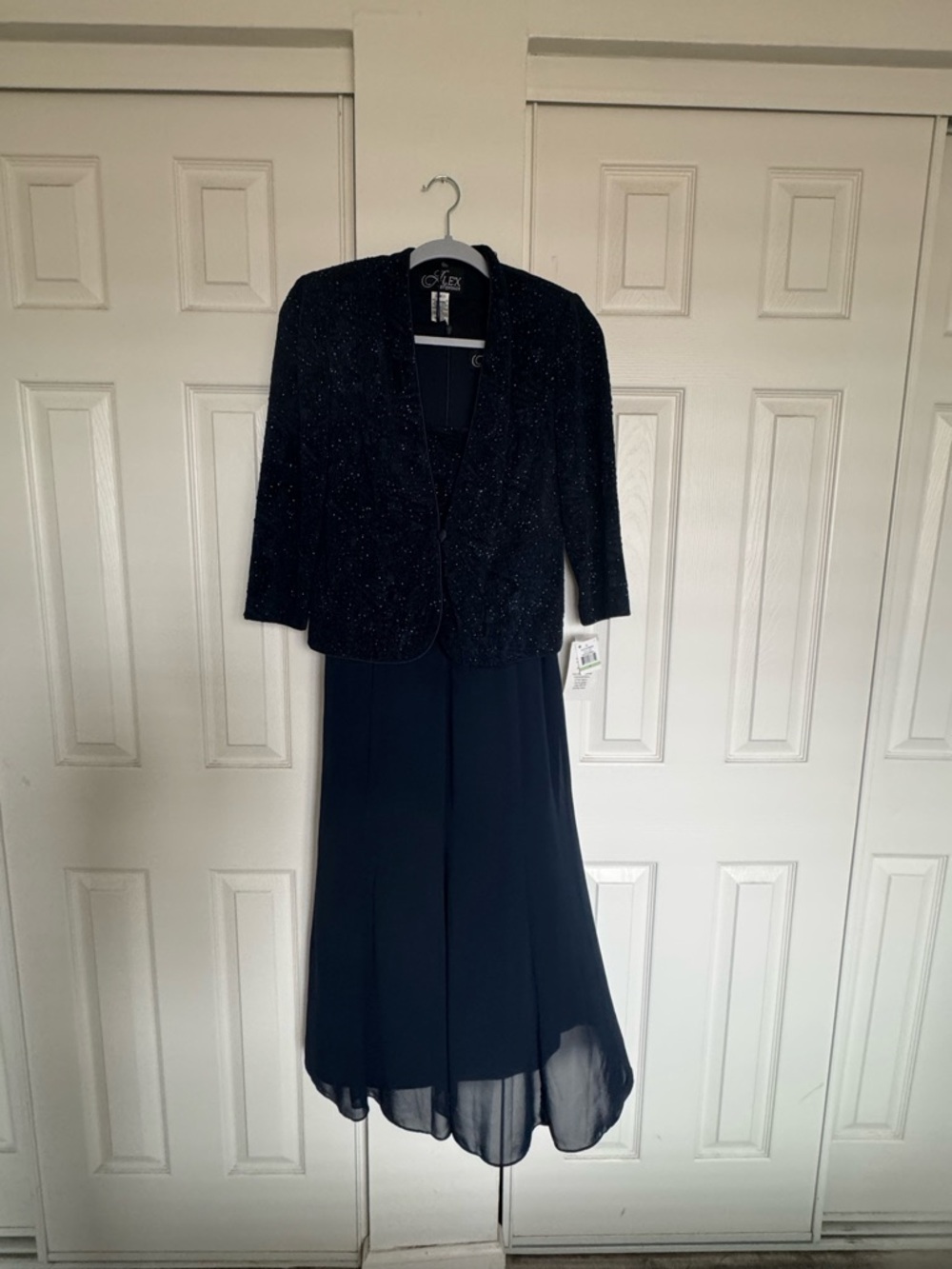 2 Piece Navy Dress with Sparkle Jacket